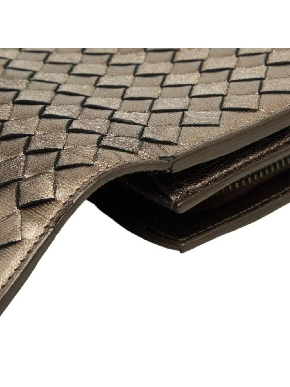 Bottega Veneta Intrecht Wallet Champagne Gold Leather